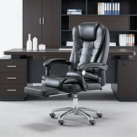Fauteuil de bureau de direction ergonomique de luxe en cuir PU inclinable avec repose-pieds, moderne, pour la maison, la chambre, l'hôtel et les salles de conférence