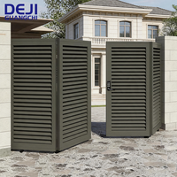Kit de portails et clôtures coulissants et pliables modernes pour allée d'entrée, en aluminium, avec portail de sécurité bi-pliant pour maisons