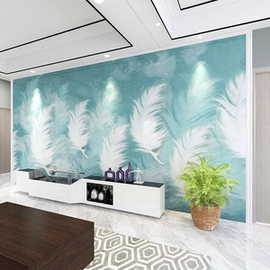 Tv fond mur papier peint maison Simple moderne papier peint salon plume personnalisé Mural Film et télévision revêtement mural 3d - Product Image 2