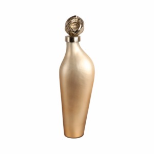 Vaso a forma di bottiglia con decorazione superiore scolpita in metallo dorato, vaso decorativo per fiori per soggiorno, camera da letto, ufficio, tavolo - Product Image 1