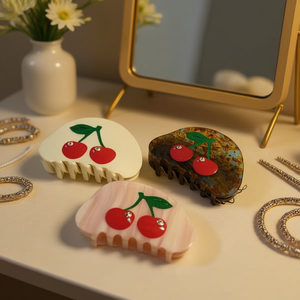 Fermacapelli a Forma di Ciliegia 8Cm con Strass per Donne - Product Image 2