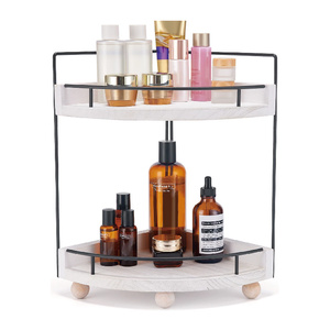 Étagère <span class=keywords><strong>de</strong></span> rangement multifonctionnelle à 2 niveaux en bois durable et écoresponsable pour coiffeuse ou coin <span class=keywords><strong>de</strong></span> <span class=keywords><strong>salle</strong></span> <span class=keywords><strong>de</strong></span> <span class=keywords><strong>bain</strong></span>, support <span class=keywords><strong>de</strong></span> comptoir non pliable - Product Image 1