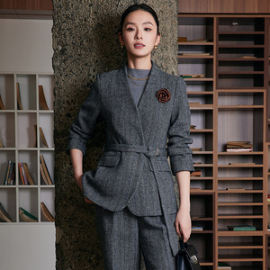 Women's Collarless Blazer Full Sleeve Worsted Anti-Wrinkle Business Commute Spring Workwear GDD1668 - Product Image 1