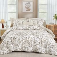 Ensemble de couette 8 pièces à motif floral rose, 100% coton, doux et moelleux, 300 fils, ensemble de literie pour toutes les saisons