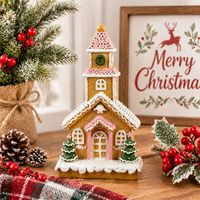 Figurine en résine maison de pain d'épices de Noël SWAITE, peinte à la main, personnalisable, décoration de table, ornements festifs pour la maison