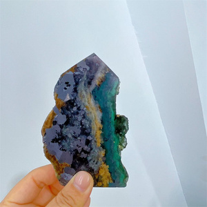 Vendita calda <span class=keywords><strong>Fluorite</strong></span> viola naturale con torre di cristallo di pirite torre di cristallo colonna per la decorazione domestica - Product Image 4