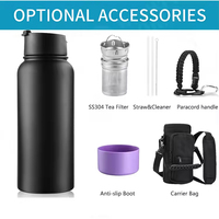Bouteille d'eau isolée en acier inoxydable avec infuseur à thé et couvercle en paille Tasse de voyage étanche pour garder les boissons chaudes et froides