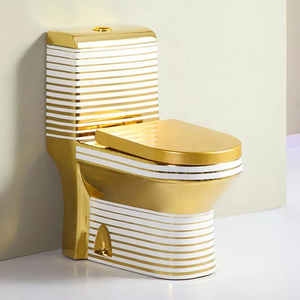 WC en céramique à double chasse à siphon, couleur dorée moderne, à poser au sol, avec siphon en P allongé, vente en gros - Product Image 4