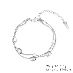 2023 Unisex 18K Gold Plated Titanium Steel Snake Chains Bracelet New <strong>Design</strong> Small Hole <strong>Beads</strong> Trendy Diamond Pearl Main Stones