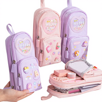 Étui à crayons double couche grande capacité Capybara Girl avec double fenêtre pour sac à dos, trousse de papeterie, niche transfrontalière