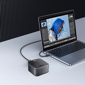 2 विस्तारणों यूएसबी/ब्लूटूथ/वायरलेस/3.5 मिमी जैक के साथ पोर्टेबल कॉन्फ्रेंस स्पीकरफोन TEVO-M6B-EX - Product Image 5