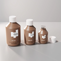 Nouvelle bouteille en verre cosmétique à épaule inclinée avec pompe en aluminium verrouillable 300ml/150ml/50ml, flacon rechargeable pour savon liquide et shampoing