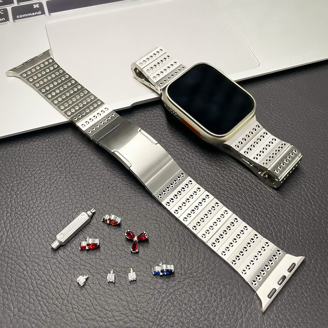 Titanium Band Compatible with Apple Watch Ultra/Ultra 2 49mm, Grade 2 Pure Titanium Metal Smartwatch Replacement Band for Men