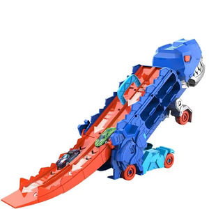 Camion de stockage de dinosaures 2 en 1 Jouet en métal pour avaler une voiture qui se transforme en <span class=keywords><strong>T</strong></span>-<span class=keywords><strong>Rex</strong></span> avec piste de course de voitures coulissantes - Product Image 2