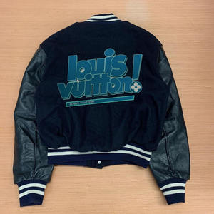 แจ็คเก็ตวิทยาลัยหนังแท้ออกแบบได้ตามต้องการเสื้อแจ็กเก็ตเลตเตอร์แมนปักโลโก้ - Product Image 2