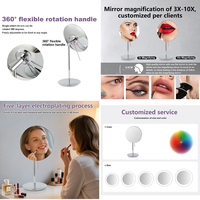 OEM ODM Personalized Hotel Project HD Silver Makeup Table Mirror 360 Rotation Magnification Single Sided Bathroom Mirror