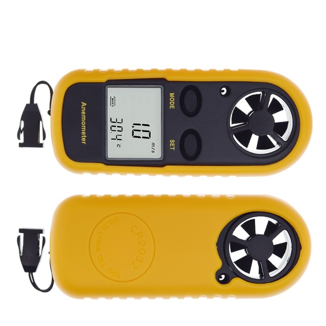 TZT Digital Anemometer 0-30m/s Wind Speed Meter -10 ~ 45C Temperature Tester Anemometro With LCD Backlight Display