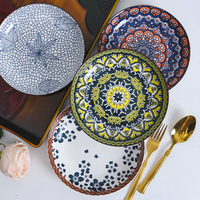 Nouvelle conception, assiette ronde en céramique personnalisée, vente en gros, style bohème, assiette à dîner pour mariage