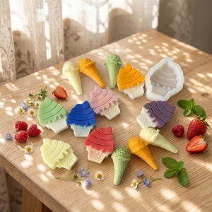 Cetakan Silikon Bentuk Es Krim 2 Desain untuk Cokelat, Dessert, Fondant, Kue, Biskuit, De Torta, Anti Lengket, Custom Pabrik - Product Image 1