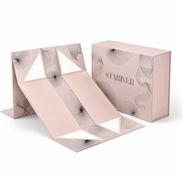Boîte cadeau pliable magnétique à clapet avec logo personnalisé, motif abstrait rose, OEM, boîte en papier rigide pliable, recyclable, quadricolore