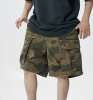 Shorts baggy camouflage rétro Y2K pour hommes, en coton lourd, streetwear, shorts cargo camouflage