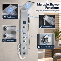 Ensemble de douche thermostatique mural pour hôtel avec écran LED, affichage numérique de la température, panneau de douche en acier inoxydable, robinets de bain et de douche