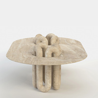 Ensemble de tables à manger Kumusi en travertin beige, forme de tuyau, design moderne