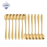 Ensemble de 6 cuillères à long manche en acier inoxydable avec finition miroir pour café, thé, latte, expresso et boissons chaudes - Cadeaux écologiques