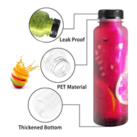 Bouteille de Jus en Plastique PET Jetable et Bouteille d'Enzyme en PET de 100ml, 200ml, 250ml, 300ml, 500ml Avec Couvercle Noir