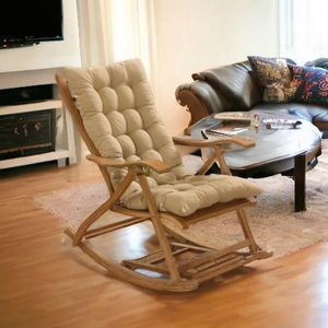 Sillón Reclinable de Bambú Natural para Jardín, Silla de Masaje de Madera Maciza Ecológica, Estilo Moderno de Mediados de Siglo, para Relajarse - Product Image 1