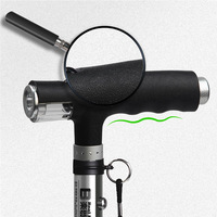 PP802- # B #    Canne télescopique en aluminium réglable en hauteur avec quatre pieds et LED, bâton de marche rétractable à quatre branches avec poignée antidérapante
