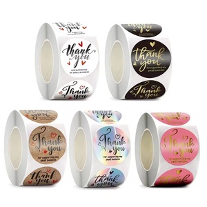 Tùy Chỉnh Đen Cảm Ơn Bạn Sticker CuộN Kraft Giấy Vinyl Nhãn Con Dấu Vòng Trang Trí Đám Cưới Phong Bì Quà Tặng Văn Phòng Phẩm Sticker - Product Image 6