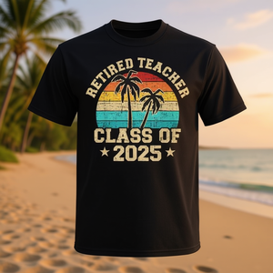 T-shirt vintage unisexe pour adulte, col rond, manches courtes, cadeau de retraite pour enseignant, classe de 2025 - Product Image 3