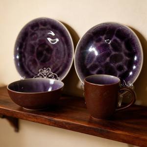 Juego de Vajilla de <span class=keywords><strong>Gres</strong></span> con Diseño Japonés Green Roscher Blue Crackle, 16 Piezas, Platos para Comer, Muestra Gratis - Product Image 5