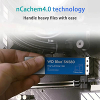 Western Digital untuk WD Blue SN580 NVMe SSD 2TB 1TB 500GB PCIe 4.0 * 4 M.2 2280 Internal Solid State Drive untuk Laptop PC De