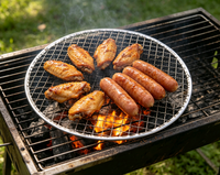 Grille de barbecue portable en acier inoxydable, grille de barbecue jetable ronde