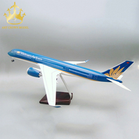 Modèle d'avion en résine Airbus A350 Vietnam Airlines 1:142 avec roues et lumières à commande vocale, cadeau d'affaires