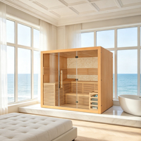 Sauna intérieur traditionnel Sunrans pour 3 personnes, en bois massif, bien-être familial pour la relaxation