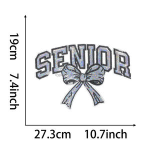 Écusson Senior 2026 avec nœud, applique brodée holographique pour vêtements de remise de diplôme, vestes et sacs - Product Image 2
