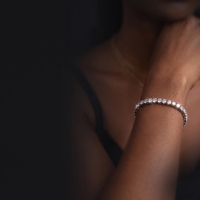 En stock Bracelet tennis en zircon 3mm 5A, style hip-hop, entièrement serti, en laiton plaqué rhodium, fabriqué par CNC, pour hommes et femmes