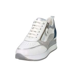 Sneakers Cinzia Soft Donna Bianco Blu Stile Basket - Product Image 1