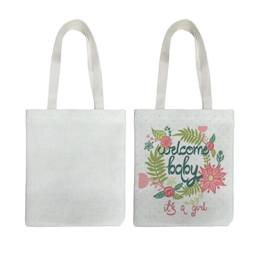Kingsub Sublimation Linen Handbag Wholesale Fashion White Blank Small Linen Sublimation Tote Bags