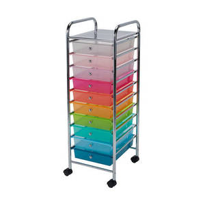 Sturdy <b>Rainbow</b> Colors 10 <b>Drawers</b> Rolling Organizer Cart Storage Box <b>Drawer</b> Utility Mobile Trolley Storage Organizer - Product Image 1