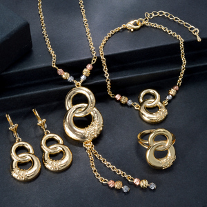 Juego de Joyería Nupcial Clásica de Cobre Chapado en Oro de 18K con Circonitas para Mujer, Regalo de Boda, Compromiso y Aniversario, Estilo Dubái - Product Image 4