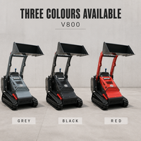 Mini-chargeuse compacte sur chenilles V800, charge nominale de 420 kg, chenilles en caoutchouc pour travaux d'aménagement paysager et de jardinage