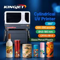 Imprimante UV à haute vitesse Kingjet pour bouteilles coniques, bocaux en verre, impression numérique sans couture à 360°