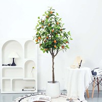 High-End Luxe Indoor Sinaasappelboom Kunstgroen Plastic Ingemaakte Fruit Nep Kumquat Voor Halloween Kerst Woonkamer