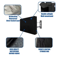 Funda para TV de Exterior Impermeable, Resistente a los Rayos UV y Ecológica, con Revestimiento Plateado, Bolsillo para Control Remoto, Tela Oxford Resistente y Cierre de Velcro