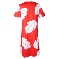 Halloween Karneval Lilo Kostüm Frauen Blätter Rotes Kleid Kurzarm Nachthemd Hawaiian Leaf Printed Kleid Summer Beach Outfit