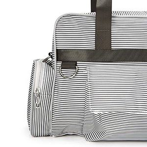 Sac à langer pour bébé, fabriqué en usine BSCI, imperméable, unisexe, rayé gris et crème - Product Image 2